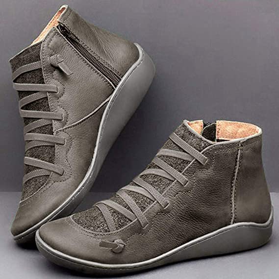 Women's Leather Ankle Boots Barefoot Minimalist Flat Shoes