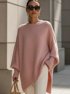 Women's Oversized Asymmetrical Merino Wool Knit Sweater