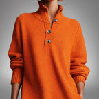 Women's Wool Mix Knit Quarter-Button Polo Dress