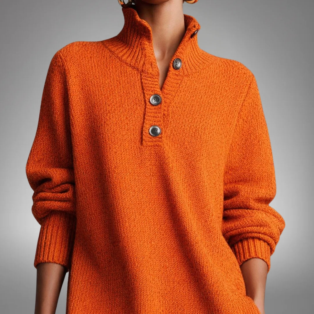 Women's Wool Mix Knit Quarter-Button Polo Dress