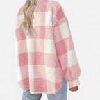 Sophie Laurent | Plush Checkered Sherpa Jacket For Women