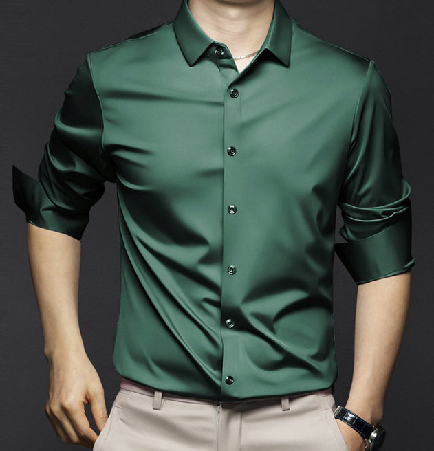 Men's Cotton Summer Shirt Refined Iron-Free Office Button Up Shirt