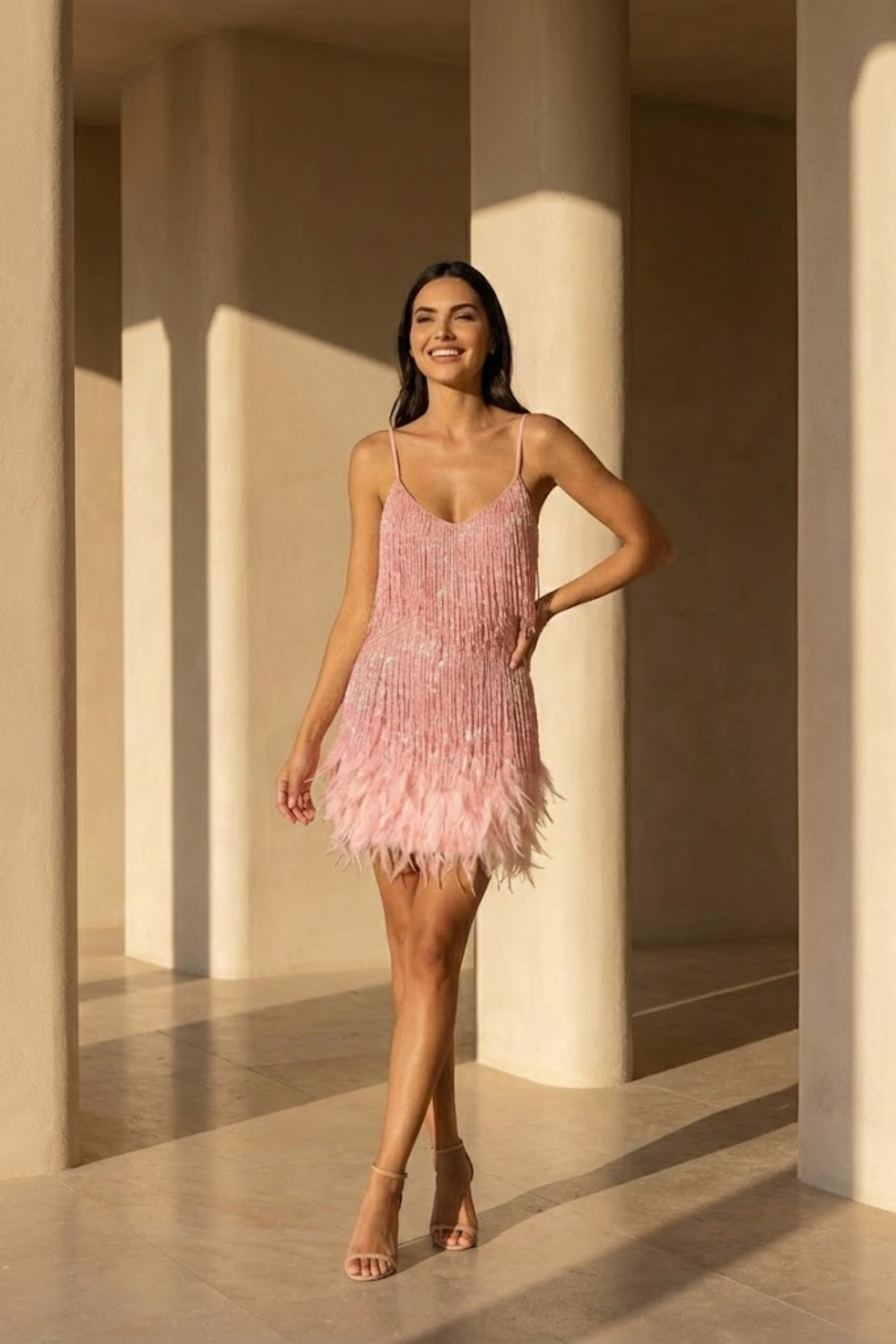 Seraphina Bellucci | Sequin Feather Mini Dress For Women