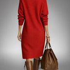 Women's Wool Mix Knit Quarter-Button Polo Dress