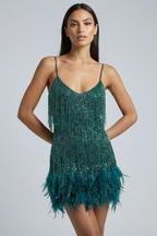 Seraphina Bellucci | Sequin Feather Mini Dress For Women