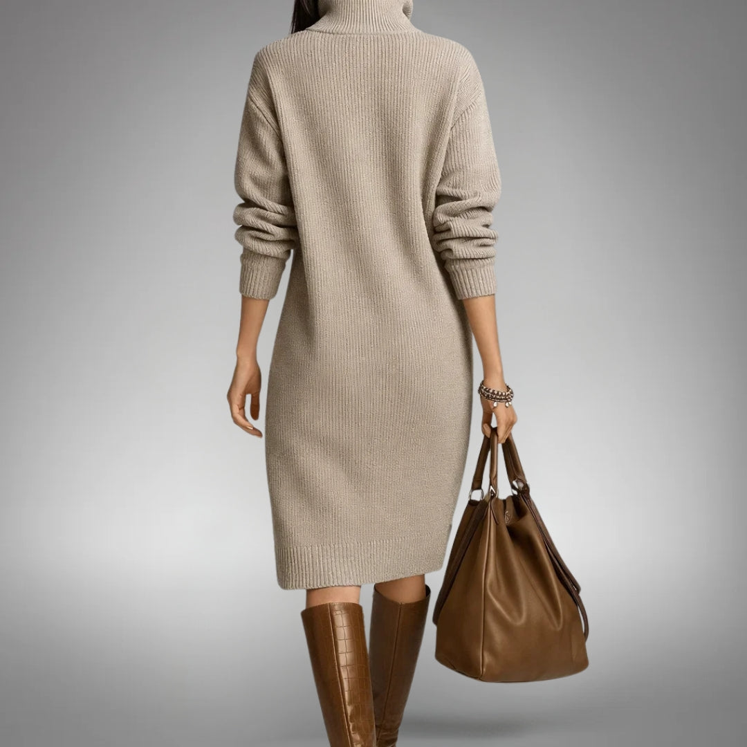 Women's Wool Mix Knit Quarter-Button Polo Dress