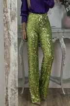 Valentina Rossi | Sequin Straight-Leg Party Pants For Women