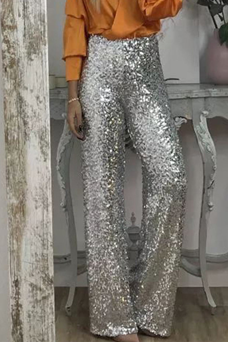 Valentina Rossi | Sequin Straight-Leg Party Pants For Women