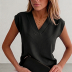 Women's V-Neck Sleeveless Chiffon Blouse Top