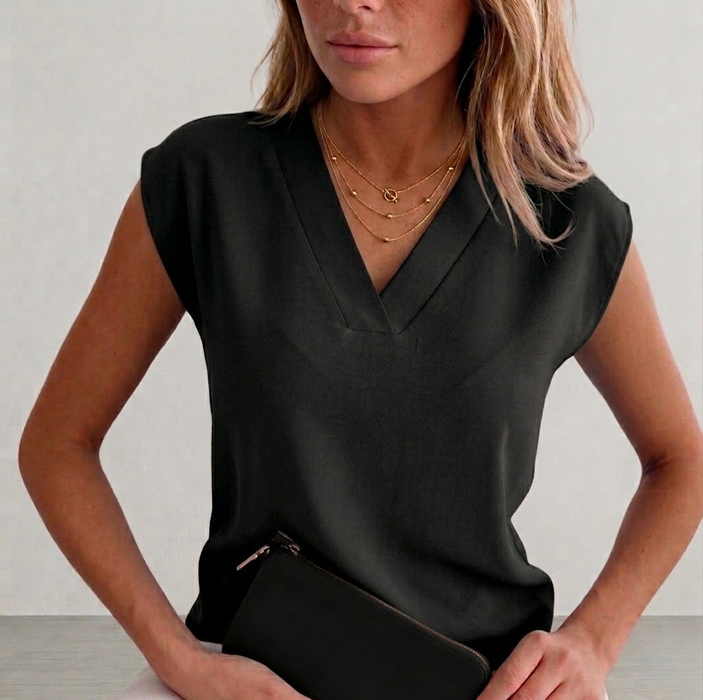 Women's V-Neck Sleeveless Chiffon Blouse Top