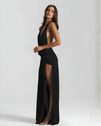 Valentina Moreau | Backless Satin Evening Maxi Dress For Women