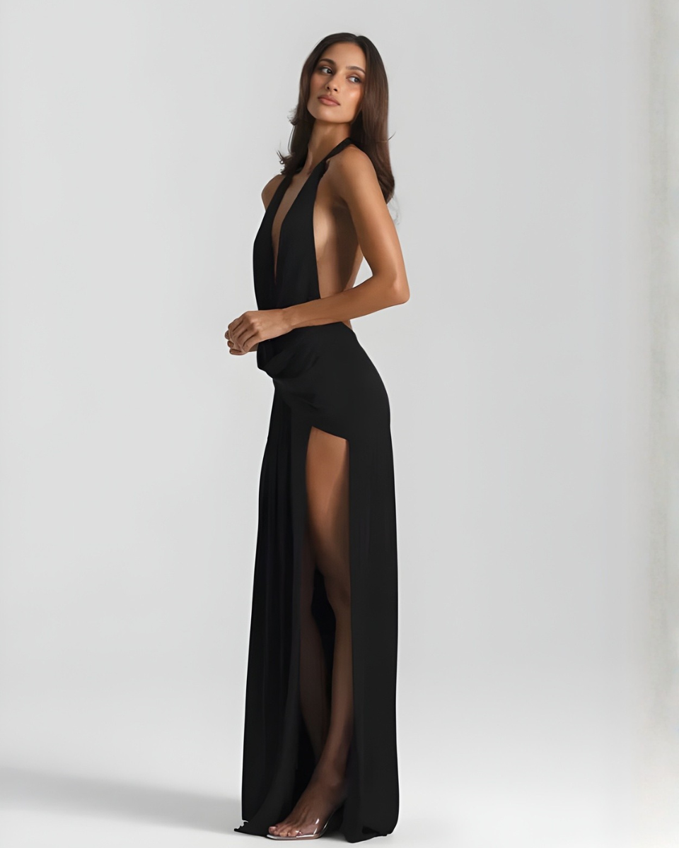 Valentina Moreau | Backless Satin Evening Maxi Dress For Women