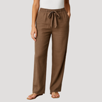 Women's Everyday Pants with Elastic Waistband and Relaxed Straight Fit for Autumn