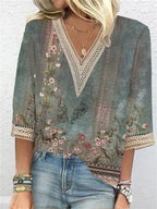 Camille Laurent | Vintage Lace Trim Blouse For Women