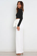 Women's High-Waist Wide Leg Knit Blend Trousers with Tie Belt