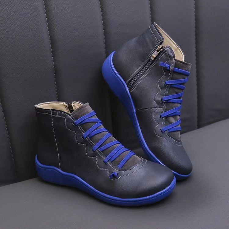 Women's Leather Ankle Boots Barefoot Minimalist Flat Shoes