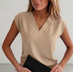 Women's V-Neck Sleeveless Chiffon Blouse Top