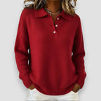 Women's Polo Jumper Wool Mix Knit Collared Sweater Long Sleeve Knitwear