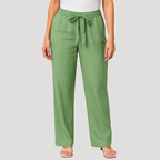 Women's Everyday Pants with Elastic Waistband and Relaxed Straight Fit for Autumn