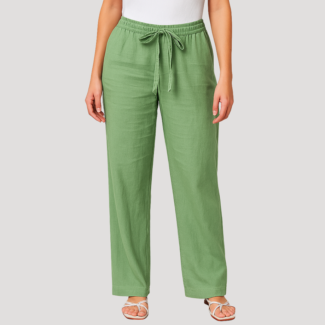 Women's Everyday Pants with Elastic Waistband and Relaxed Straight Fit for Autumn
