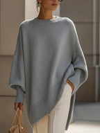 Women's Oversized Asymmetrical Merino Wool Knit Sweater