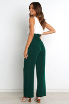 Women's High-Waist Wide Leg Knit Blend Trousers with Tie Belt