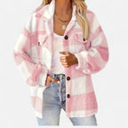 Sophie Laurent | Plush Checkered Sherpa Jacket For Women