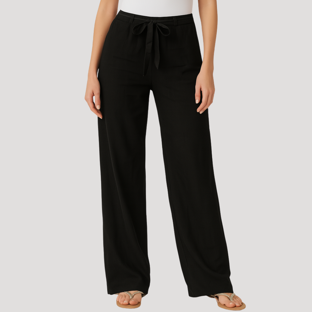 Women's Everyday Pants with Elastic Waistband and Relaxed Straight Fit for Autumn