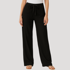 Women's Everyday Pants with Elastic Waistband and Relaxed Straight Fit for Autumn