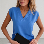 Women's V-Neck Sleeveless Chiffon Blouse Top