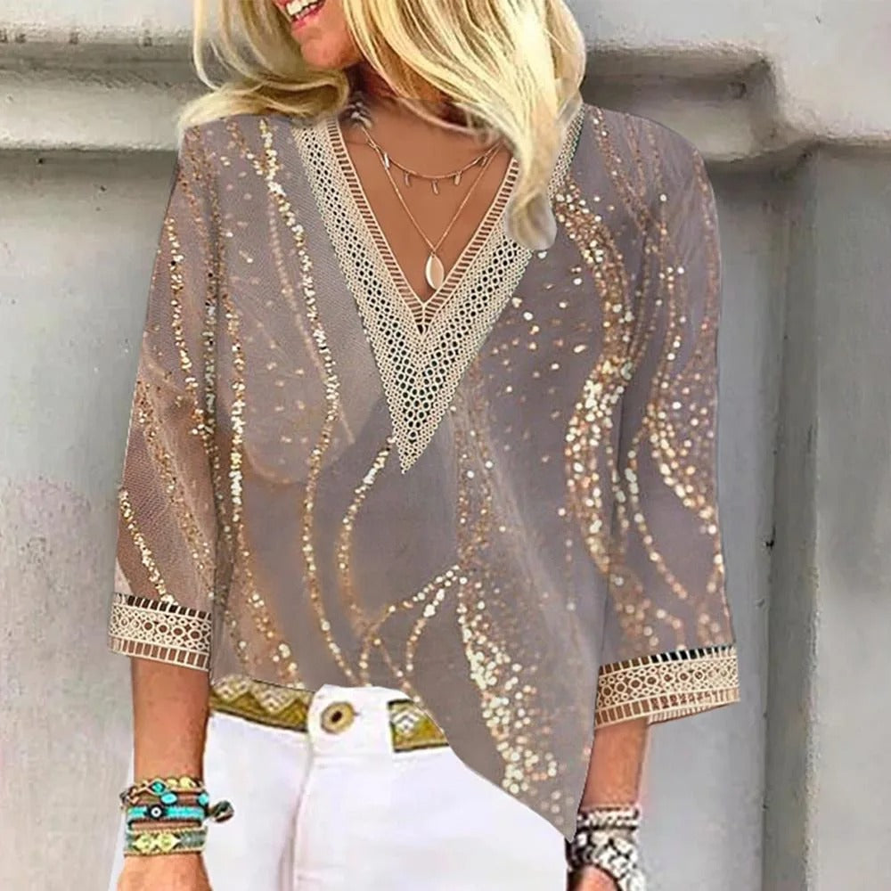 Camille Laurent | Vintage Lace Trim Blouse For Women