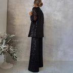 Amelia Hughes | Sequin Two-Piece Set With High-Waisted Pants For Women