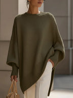 Women's Oversized Asymmetrical Merino Wool Knit Sweater