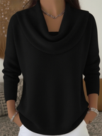 Women's Cowl Neck Knit Sweater Long Sleeve Merino Wool Jumper Pullover Tops