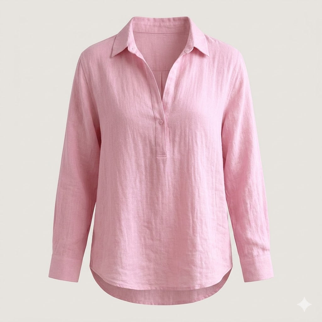 Elise Moreau | Blush Linen Relaxed Shirt with Effortless Elegance For Women