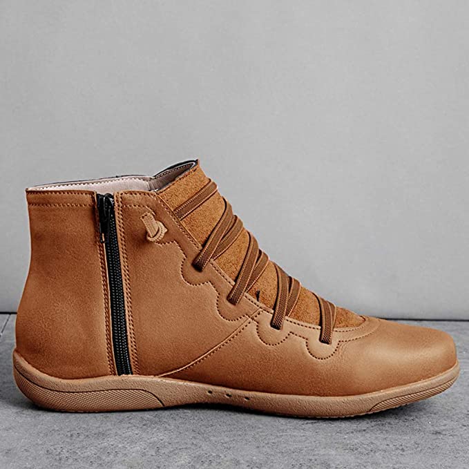 Women's Leather Ankle Boots Barefoot Minimalist Flat Shoes