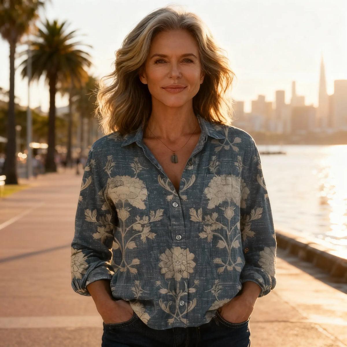 Women's Blouse Cotton Heritage Print Summer Long Sleeve Shirt