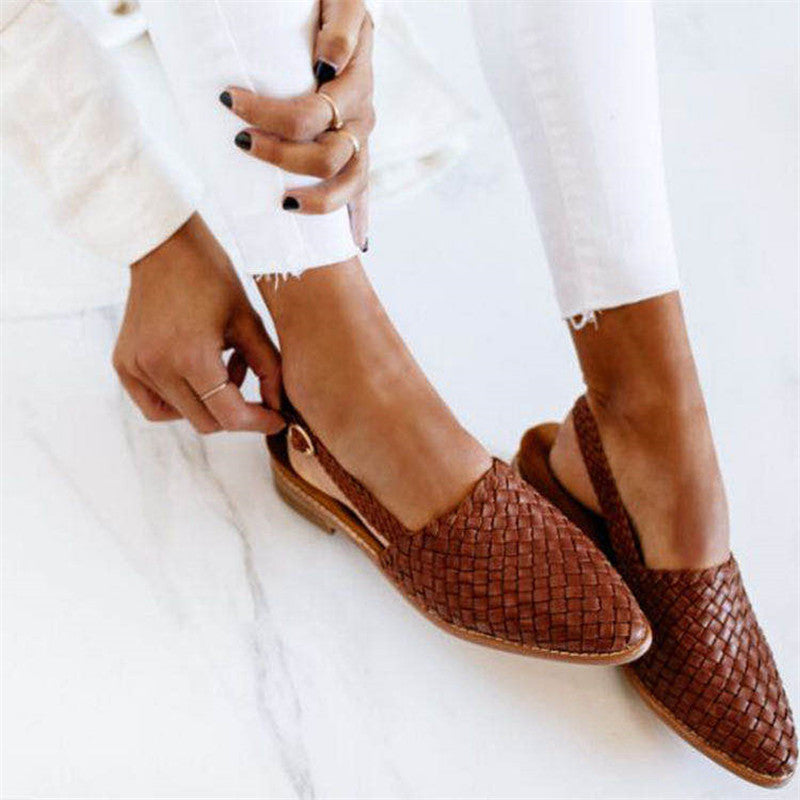 Lucy™ - Leather Woven Sandals — Open-Toe