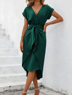 Sienna Valmont | Elegant Wrap Midi Dress For Women