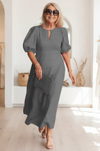Cotton Midi Dress Women's Summer Tummy Coverage Dress