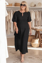 Cotton Midi Dress Women's Summer Tummy Coverage Dress
