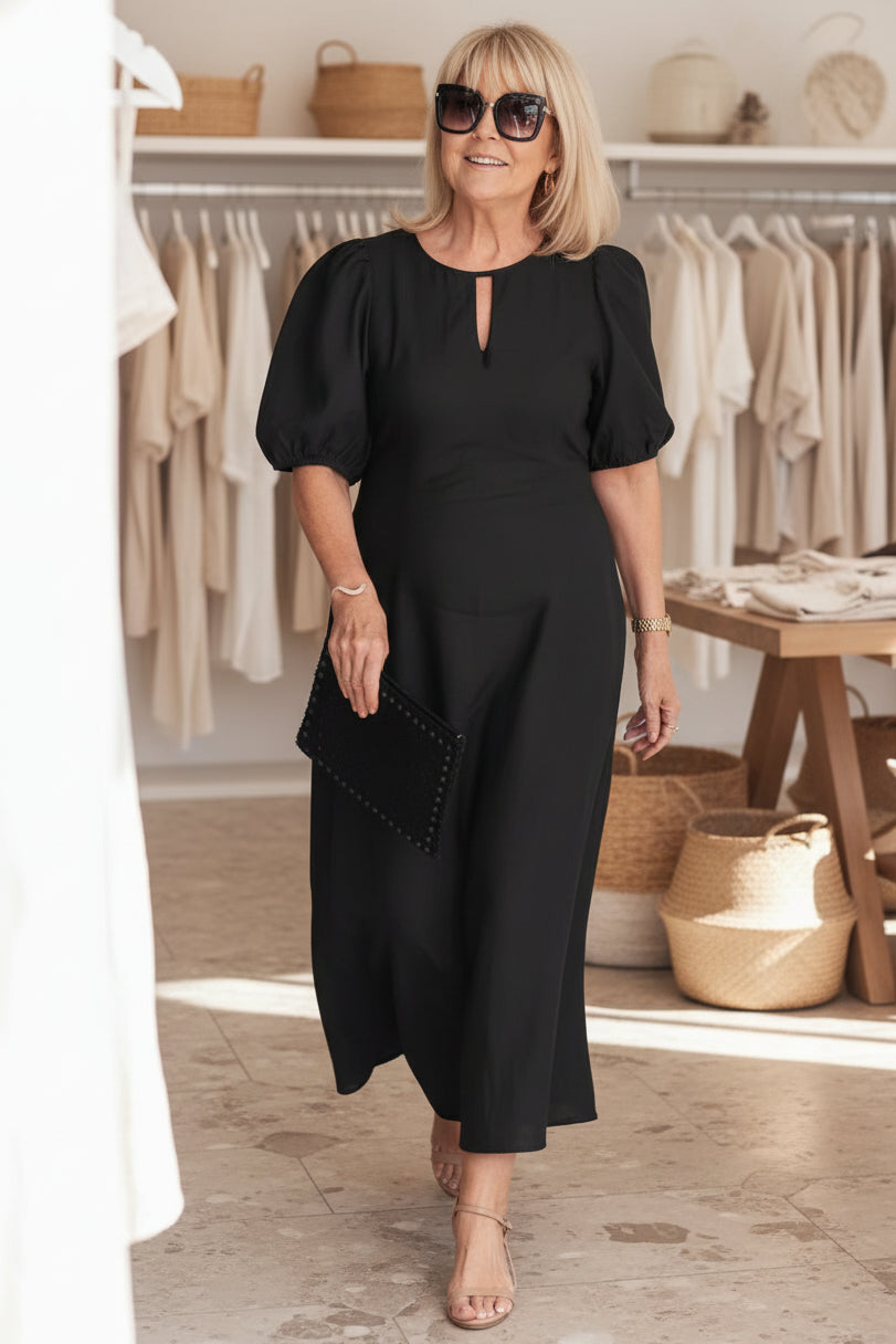 Cotton Midi Dress Women's Summer Tummy Coverage Dress