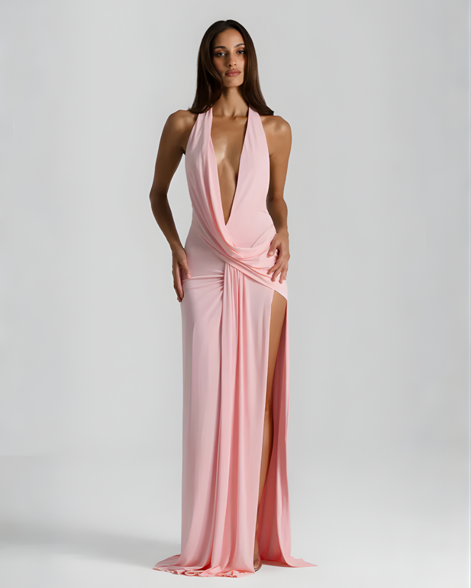 Valentina Moreau | Backless Satin Evening Maxi Dress For Women
