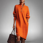 Women's Wool Mix Knit Quarter-Button Polo Dress