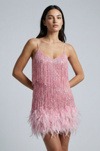 Seraphina Bellucci | Sequin Feather Mini Dress For Women