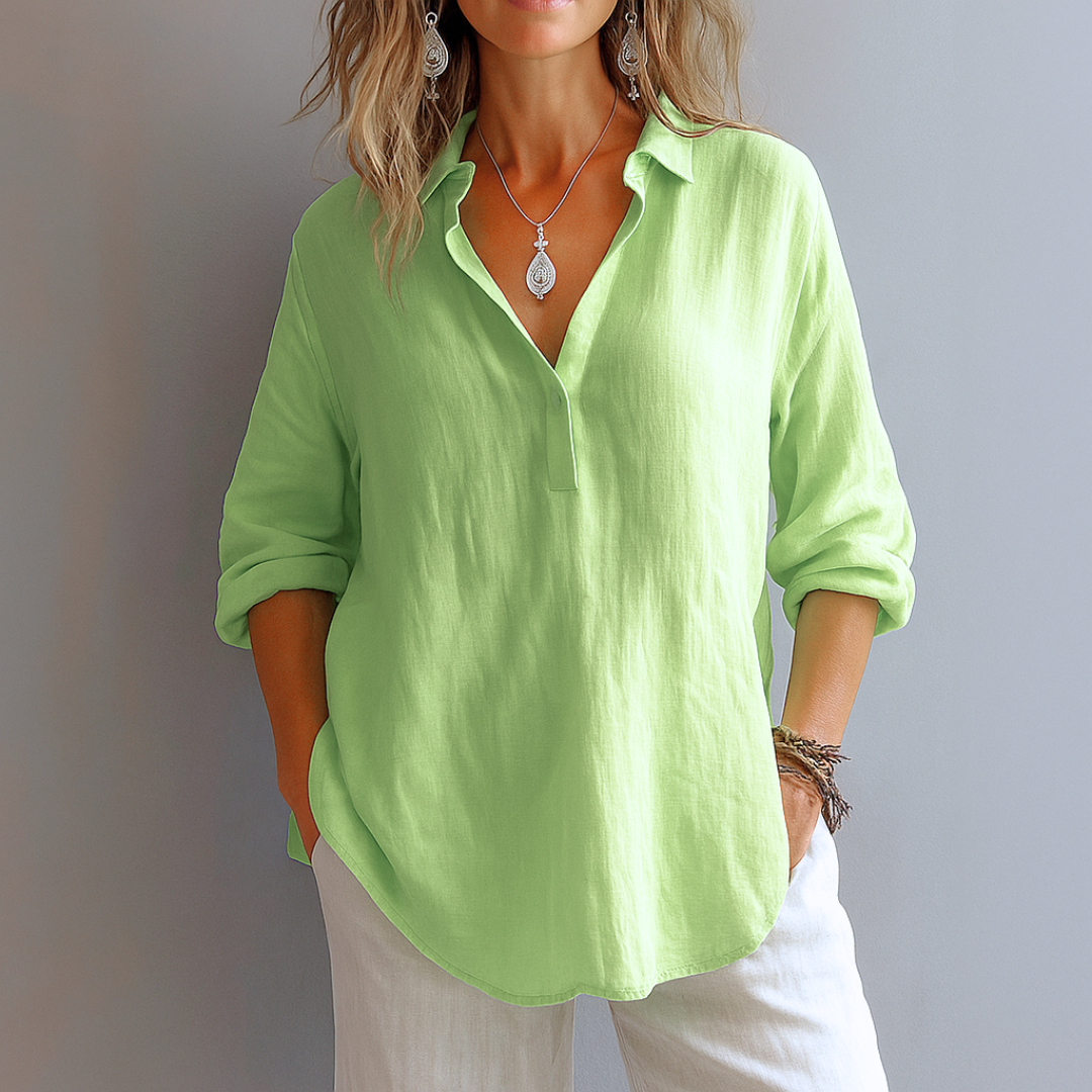 Elise Moreau | Blush Linen Relaxed Shirt with Effortless Elegance For Women