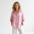 Elise Moreau | Blush Linen Relaxed Shirt with Effortless Elegance For Women