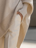 Women's Oversized Asymmetrical Merino Wool Knit Sweater