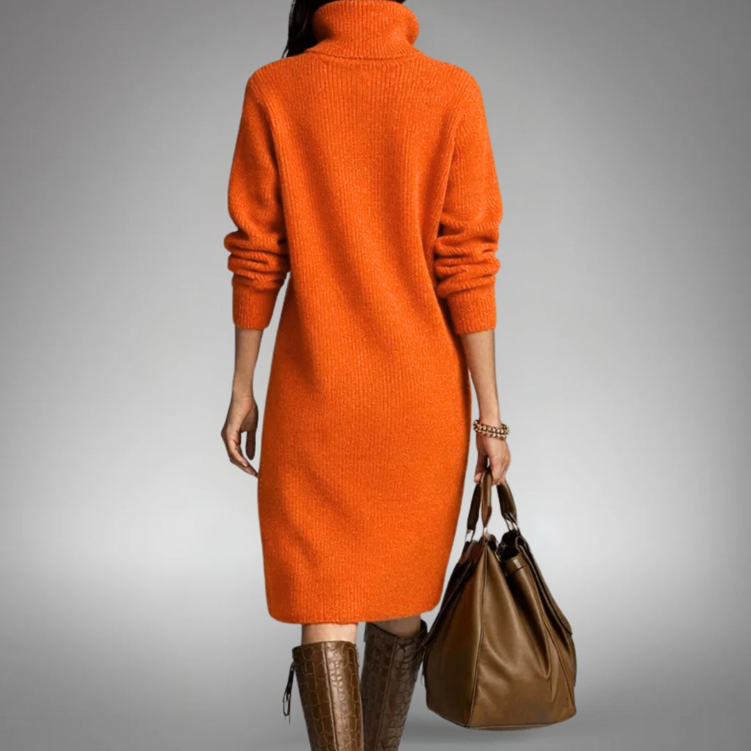 Women's Wool Mix Knit Quarter-Button Polo Dress