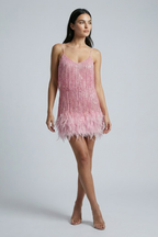 Seraphina Bellucci | Sequin Feather Mini Dress For Women